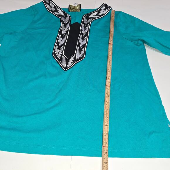 Bob Macke Womens L Wearable Art Tunic Top Embroidered Chevron Boho Casual Chic - Picture 4 of 9